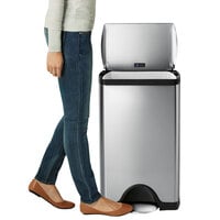 simplehuman CW1814 10 Gallon / 38 Liter Brushed Stainless Steel Rectangular Front Step-On Trash Can