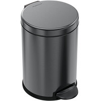 simplehuman CW2070 1.2 Gallon / 4.5 Liter Black Stainless Steel Round Step-On Trash Can