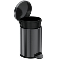 simplehuman CW2070 1.2 Gallon / 4.5 Liter Black Stainless Steel Round Step-On Trash Can