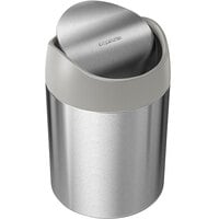 simplehuman CW2084 0.4 Gallon / 1.5 Liter Brushed Stainless Steel Countertop Swing Top Round Wastebasket / Trash Can