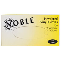Noble Products Large Powdered Disposable Vinyl Gloves for Foodservice - Box of 100