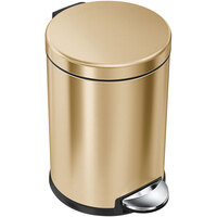 simplehuman CW2074 1.2 Gallon / 4.5 Liter Brass Stainless Steel Round Step-On Trash Can