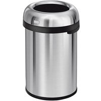 simplehuman CW1471 30 Gallon / 115 Liter Brushed Stainless Steel Bullet Open Top Round Trash Can