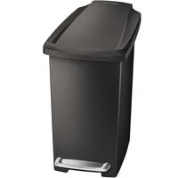 simplehuman CW1329 2.6 Gallon / 10 Liter Black Rectangular Slim Step-On Trash Can