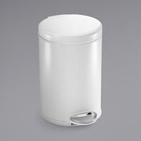simplehuman CW1853 1.2 Gallon / 4.5 Liter White Stainless Steel Round Step-On Trash Can