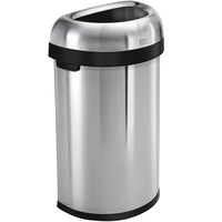 simplehuman CW1468 16 Gallon / 60 Liter Brushed Stainless Steel Semi-Round Open Top Trash Can