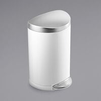 simplehuman CW1867 2.6 Gallon / 10 Liter White Stainless Steel Semi-Round Step-On Trash Can
