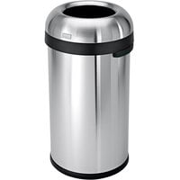 simplehuman CW1407 16 Gallon / 60 Liter Brushed Stainless Steel Bullet Open Top Round Trash Can