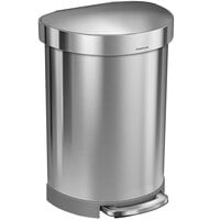 simplehuman CW2029 16 Gallon / 60 Liter Brushed Stainless Steel Semi-Round Step-On Trash Can