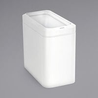 simplehuman CW1492 6.6 Gallon / 25 Liter White Rectangular Stainless Steel Slim Open Top Wastebasket / Trash Can