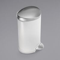 simplehuman CW1835 1.6 Gallon / 6 Liter White Stainless Steel Semi-Round Step-On Trash Can