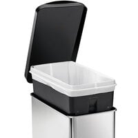 simplehuman CW1180 2.6 Gallon / 10 Liter Brushed Stainless Steel Rectangular End Step-On Trash Can with Plastic Lid