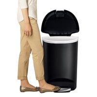 simplehuman CW1355 13 Gallon / 50 Liter Black Semi-Round Step-On Trash Can