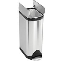 simplehuman CW1824 8 Gallon / 30 Liter Brushed Rectangular Stainless Steel Butterfly Step-On Trash Can