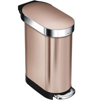 simplehuman CW2067 12 Gallon / 45 Liter Rose Gold Stainless Steel Slim Step-On Rectangular Trash Can