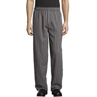 Uncommon Threads 4003 Unisex Gray / Black Chevron Stripe Customizable Yarn-Dyed Chef Pants - XL