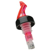Precision Pours 14 WR C/F 0.25 oz. Watermelon Red Measured Liquor Pourer with Collar and Fliptop - 12/Pack