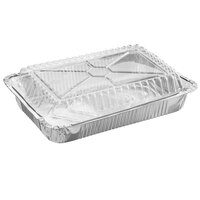 Choice 1 1/2 lb. Oblong Shallow Foil Take-out Container with Dome Lid - 250/Case