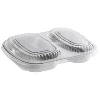 Choice 29 oz. 2-Compartment Silver Entree / Take-Out Pan with Separated Dome Lid - 100/Case