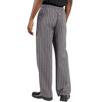 Uncommon Threads 4003 Unisex Gray / Black Chevron Stripe Customizable Yarn-Dyed Chef Pants - L