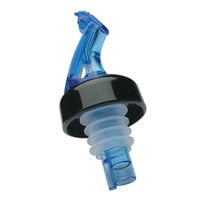 Precision Pours 999 BL C/F Ocean Blue Free Flow Liquor Pourer with Collar and Fliptop - 12/Pack