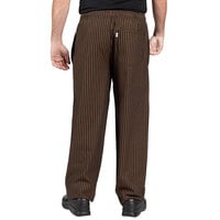 Uncommon Threads 4003 Unisex Black / Copper Stripe Customizable Yarn-Dyed Chef Pants - L