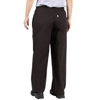 Uncommon Threads 4003 Unisex Black / Red Pinstripe Customizable Yarn-Dyed Chef Pants - L