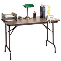 Correll 24 inch x 36 inch Walnut Melamine Top Keyboard Height Folding Table