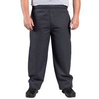Uncommon Threads 4003 Unisex Black / Gray Houndstooth Customizable Yarn-Dyed Chef Pants - L