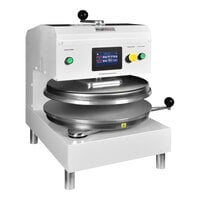 DoughXpress D-TXE-2-18-WH 18" Dual-Heat Electromechanical Automatic Heavy Duty Pizza / Tortilla Dough Press - 240V, 3100W