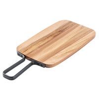 Tablecraft 10077 Industrial 12 1/8 inch x 7 1/4 inch Rectangular Acacia Wood Serving Board with Handle
