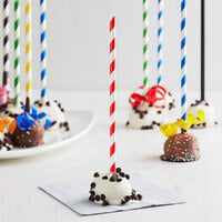 BESTONZON 200pcs Colorful Paper Lollipop Sticks Cake Pop Sticks Favor Supplies for Craft Project Decoration 15cmx3.5mm 