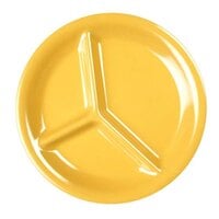 Thunder Group CR710YW 10 1/4 inch Yellow 3-Compartment Melamine Plate - 12/Pack