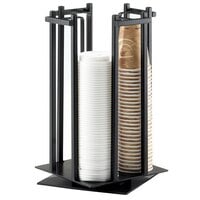 Cal-Mil 1133-13 One By One Black 4-Section Revolving Cup and Lid Organizer