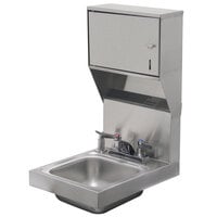Advance Tabco 7-PS-83 Space Saving Hand Sink with Deck Mount Faucet, Soap, and Paper Towel Dispenser - 12 inch x 16 inch