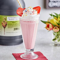 I. Rice 1 Gallon Strawberry Milkshake Base Syrup - 4/Case