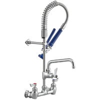 Waterloo 0.65 GPM Low Profile Wall-Mounted Pre-Rinse Faucet with 8 inch Centers and 8 inch Add-on Faucet