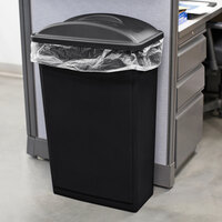 Lavex Janitorial 23 Gallon Black Slim Rectangular Trash Can and Black Flat Lid with Handle