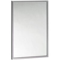 Bobrick B-1658 2436 24 inch x 36 inch Wall-Mounted Tempered Glass Mirror with Stainless Steel Channel Frame