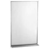 Bobrick B-166 2436 24" x 36" Wall-Mounted Mirror with Stainless Steel Channel Frame and Shelf