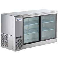 Avantco UBB-60S-GT-S 60" Stainless Steel Underbar Height Narrow Sliding Glass Door Back Bar Refrigerator with Galvanized Top and LED Lighting