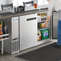 Avantco UBB-60-GT-S 60 inch Stainless Steel Underbar Height Narrow Solid Door Back Bar Refrigerator with Galvanized Top and LED Lighting