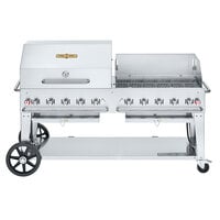Crown Verity CV-MCB-72 SI-BULK-RWP Liquid Propane 72" Mobile Outdoor Grill with Single Gas Connection, Bulk Tank Capacity, and RWP Roll Dome / Wind Guard Package