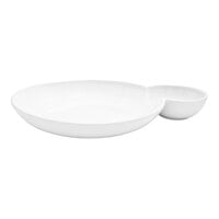 Front of the House Harmony Bento 32 oz. Bright White 2-Compartment Round Porcelain Bowl - 6/Case