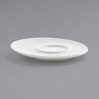 Front of the House DCS038WHP23 Harmony 4 1/2 inch Bright White Coupe Round Porcelain Saucer - 12/Case