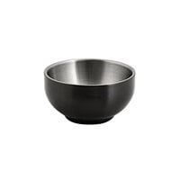 Front of the House DBO068BKS22 Harmony 6 oz. Matte Black Brushed Stainless Steel Round Double Wall Bowl - 6/Case