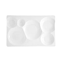 Front of the House Harmony Bento 15 1/2" x 10" Bright White 6-Compartment Rectangular Porcelain Platter - 4/Case