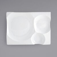 Front of the House DDP050WHP21 Harmony Bento 12" x 9" Bright White 3-Compartment Rectangular Porcelain Plate - 4/Case