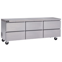 Delfield GUR72P-D 72" Front Breathing Undercounter Refrigerator with Six Drawers and 3" Casters