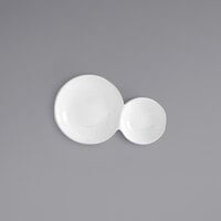 Front of the House DBO122WHP23 Harmony Bento 6 1/2" Bright White 2-Compartment Round Porcelain Plate - 12/Case